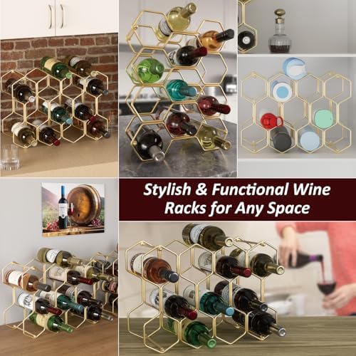 Buruis 14-Bottle Tabletop Wine Rack Gold 1