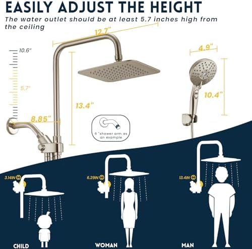 Ryamen Dual Shower Head Combo with 6 Settings and Adjustable Slide Bar 1