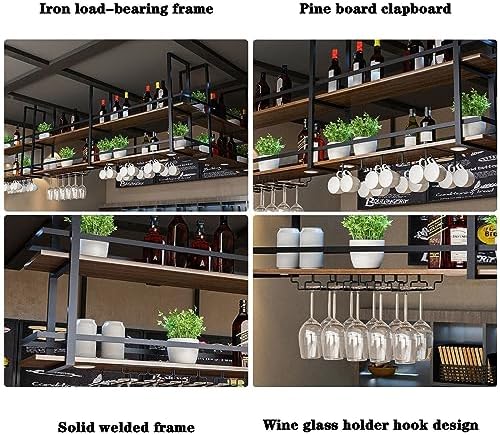 ZJDYDY 2 Tier Ceiling Floating Shelf Wine Rack