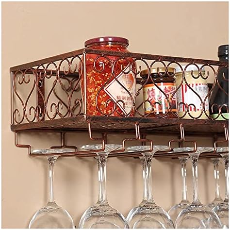 ALDEPO Wall Mounted Wine Rack with Glass Holder - Bronze 60x25x16cm