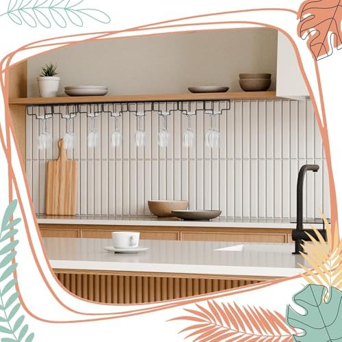 8 Row Wine Glass Rack for Cabinet Kitchen Bar Counter Black