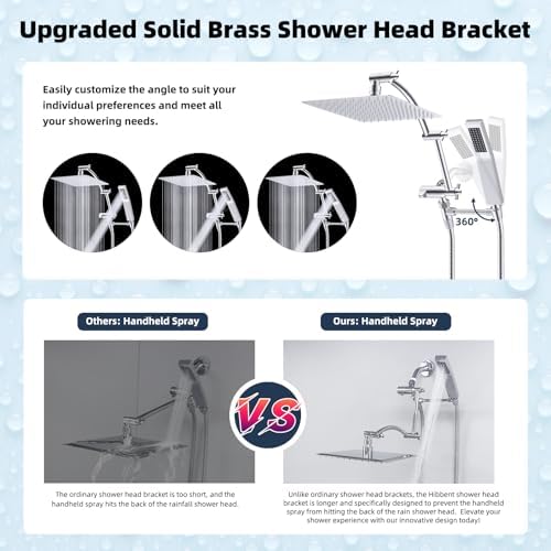 Hibbent All Metal 10x9 Rainfall Handheld Shower Combo