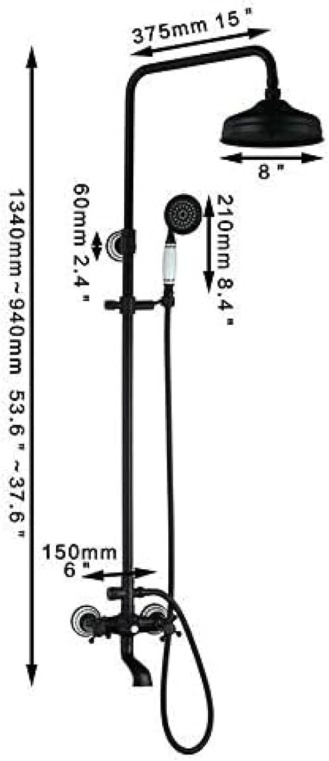 TECKI 8 Inch Oil Rubbed Bronze Bath Shower Trim Set