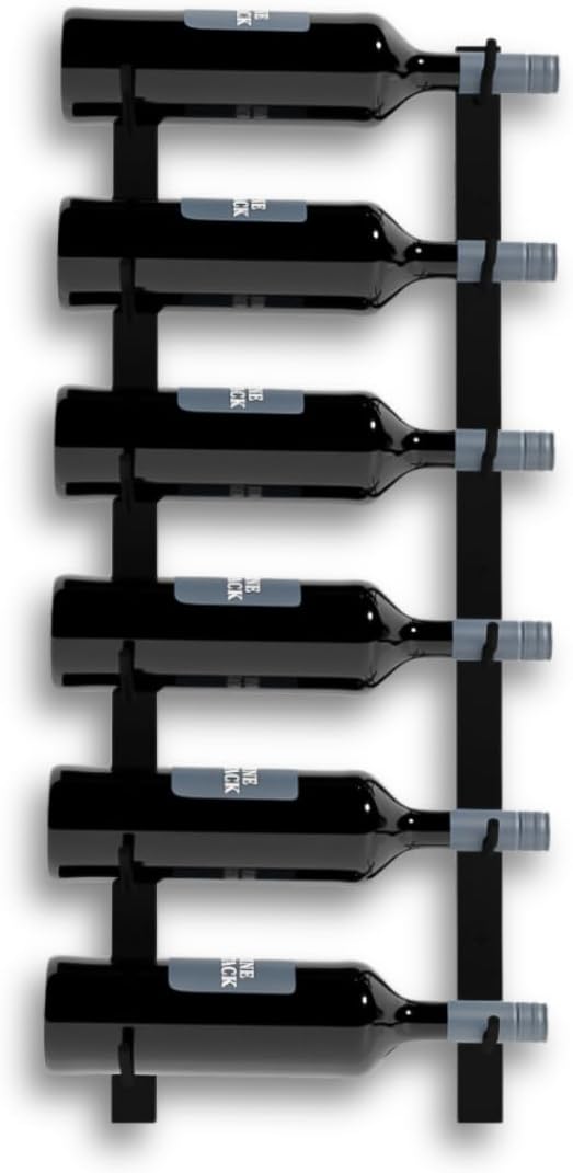 6-Bottle Black Metal Wall Mounted Wine Rack - Modern Industrial Style