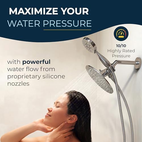 HammerHead Showers Dual Combo - 8-Inch Rainfall 3-Flow Handheld