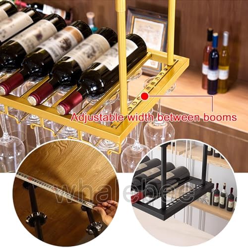 Whalebee Wall-Mounted Wine Glass Rack - 7 Sizes Black Gold