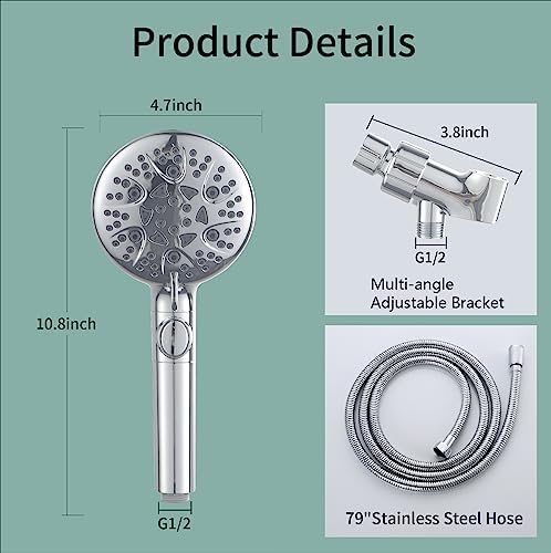WHZeffect Handheld Shower Head with 8 Spray Modes and Power Wash 1