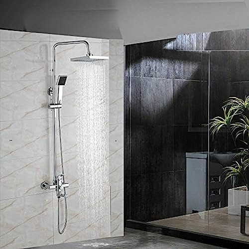 TECKI Rainfall Shower Faucet System with Handheld and Wall-mounted Mixer Set