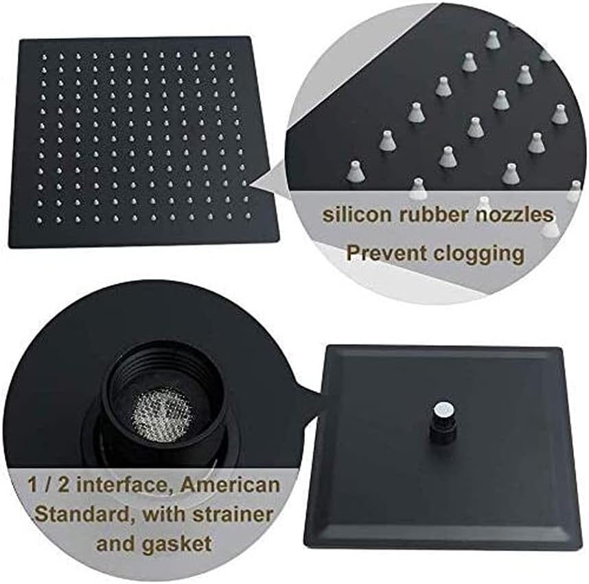Matte Black Ceiling Mounted Shower System 10-12 Inch Set