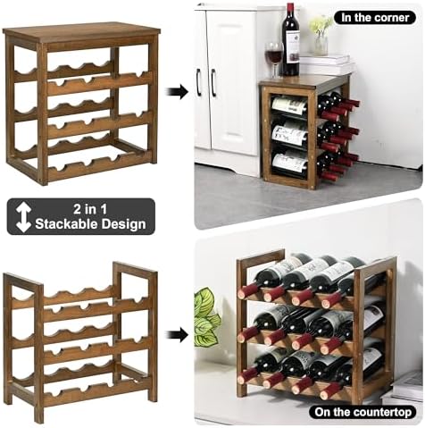 VASMIA 6-Tier Freestanding Wine Rack with Table Top
