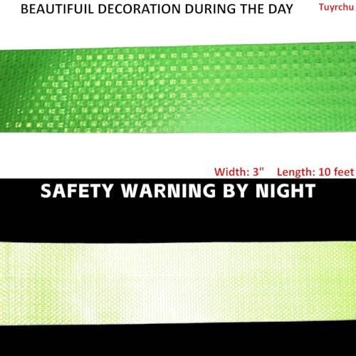 Green Reflective Tape 3in x 10ft for Bikes and Safety
