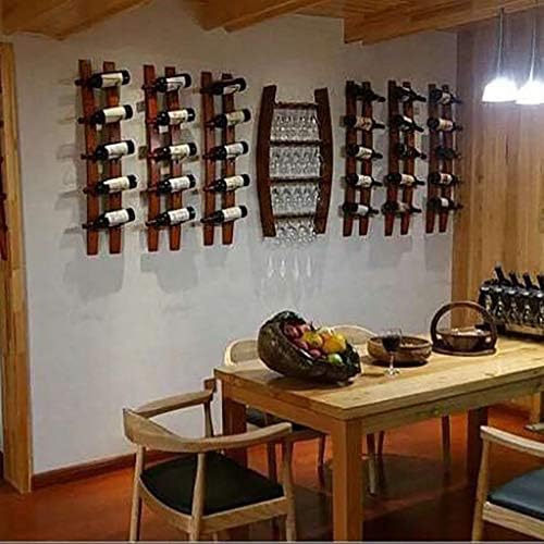 5-15 Bottle Wall-Mounted Wine Rack with Rustic Wood and Iron Frame