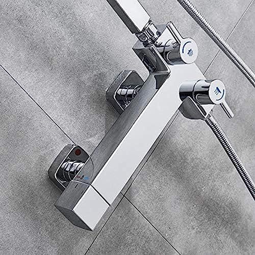 TECKI Rainfall Shower Faucet Set with Antique Brass Handheld Head 1
