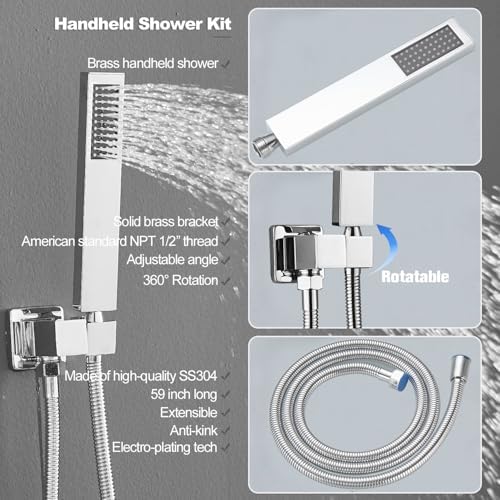 Chrome Shower Faucet Set with Body Jets and Handheld