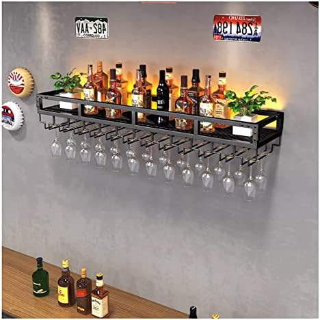 MaGiLL Floating Bar Shelves with LED Light Glass Holder