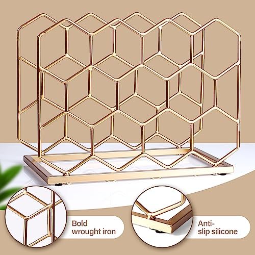 14 Bottle Countertop Wine Rack - Modern Gold Metal Design