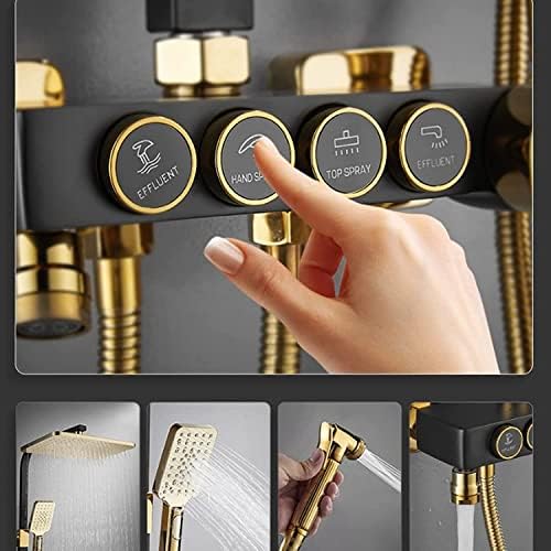 Thermostatic Shower System Black Gold with Handheld and Bidet Sprayer