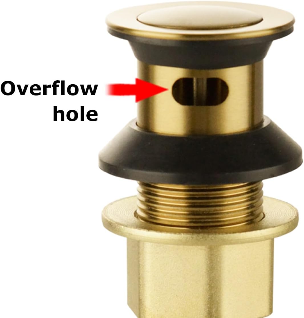 PARLOS Pop Up Sink Drain Stopper Anti-Clogging with Overflow Brushed Gold