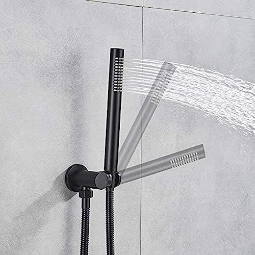 Brass Black Shower Set with Rain and Handheld Spray Heads