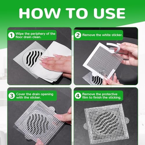 40 Pack Disposable Square Hair Catcher Sticker for Bathroom Drains