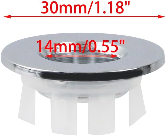 Wealrit 6 Pcs Chrome Bathroom Sink Overflow Caps