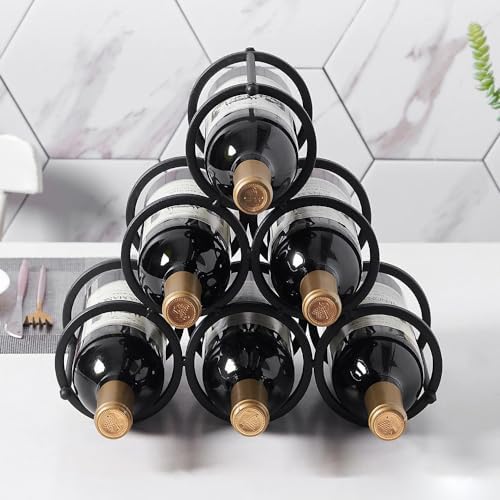 GeLive 6-Bottle Tabletop Wine Rack Frosted Iron