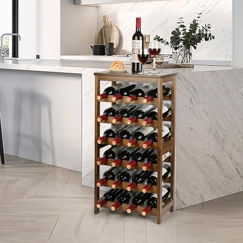 VASMIA 6-Tier Freestanding Wine Rack with Table Top