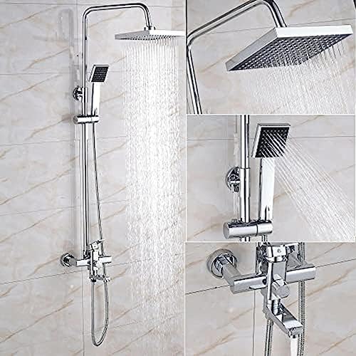 TECKI Rainfall Shower Faucet System with Handheld and Wall-mounted Mixer Set