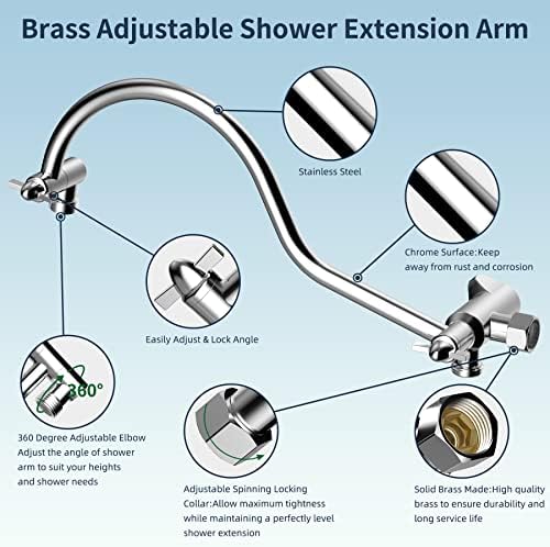 Hibbent All Metal Shower Head Combo with 7 Spray Settings and Adjustable Arm