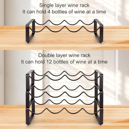 Carperipher Stackable Wine Rack 3 Tier 12 Bottles Metal Storage