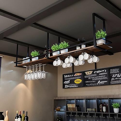 ZJDYDY 2 Tier Ceiling Floating Shelf Wine Rack