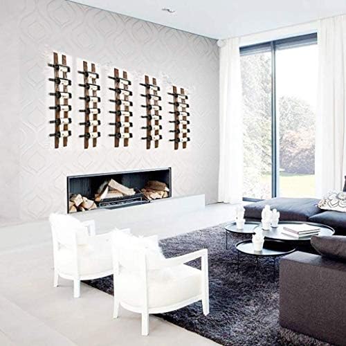 5-15 Bottle Wall-Mounted Wine Rack with Rustic Wood and Iron Frame
