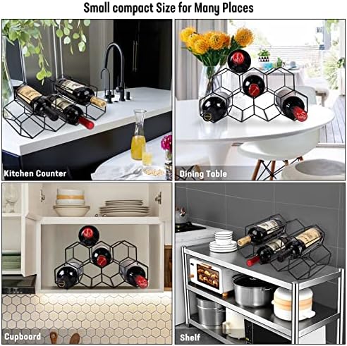 Handisen 9 Bottle Freestanding Wine Rack Black Metal Honeycomb Storage Stand