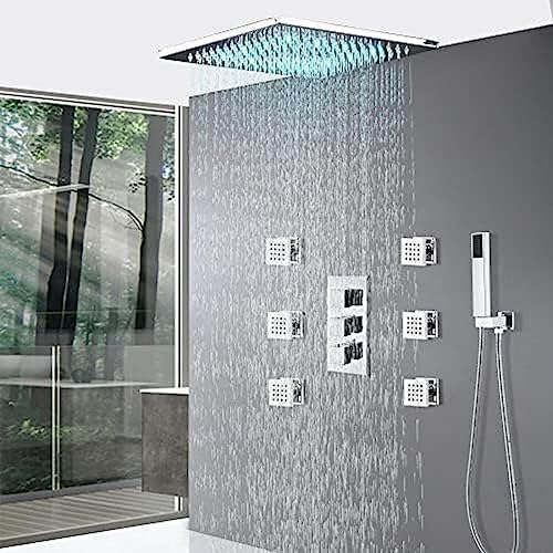 TECKI Thermostatic Shower System with LED Handheld and Shower Head