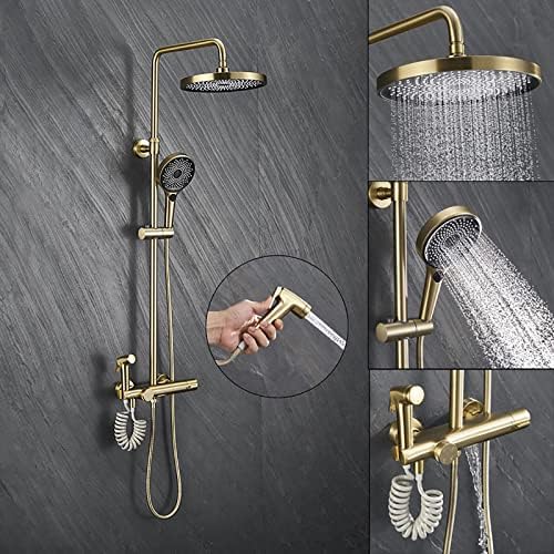 Rain Shower System with 10 Inch Head 3 Modes Thermostatic Faucet Set