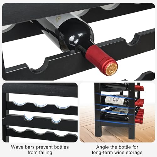 VASMIA 42-Bottle Bamboo Wine Rack 7-Tier Freestanding Floor
