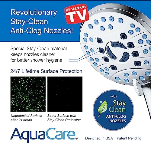 Hotel Spa AquaCare High Pressure 48-Setting Rain Handheld 3-Way Shower Combo