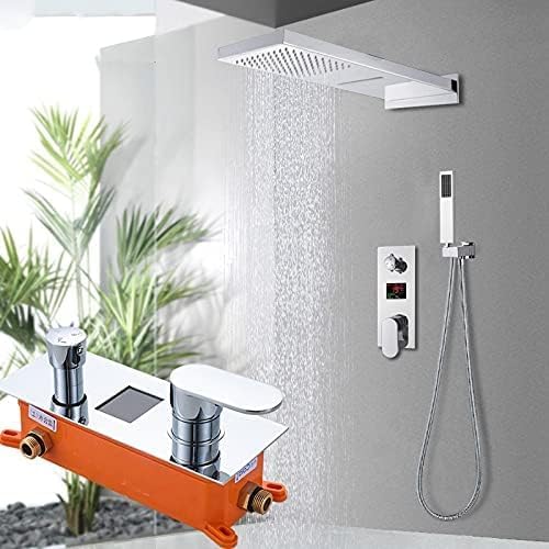 TECKI 3-Way Digital Bath Shower Set with Rainfall Head and Handheld
