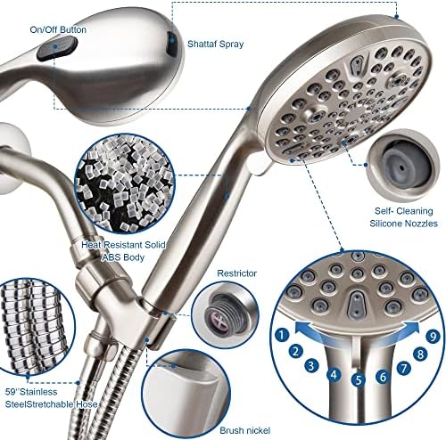 Egretshower High Pressure Handheld Showerhead with 10 Settings
