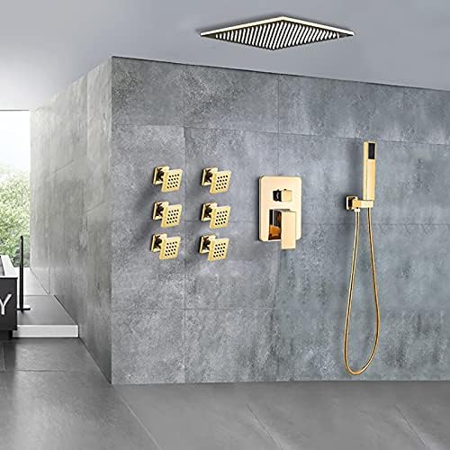 Gold Shower Faucet Set with 6 Massage Jets