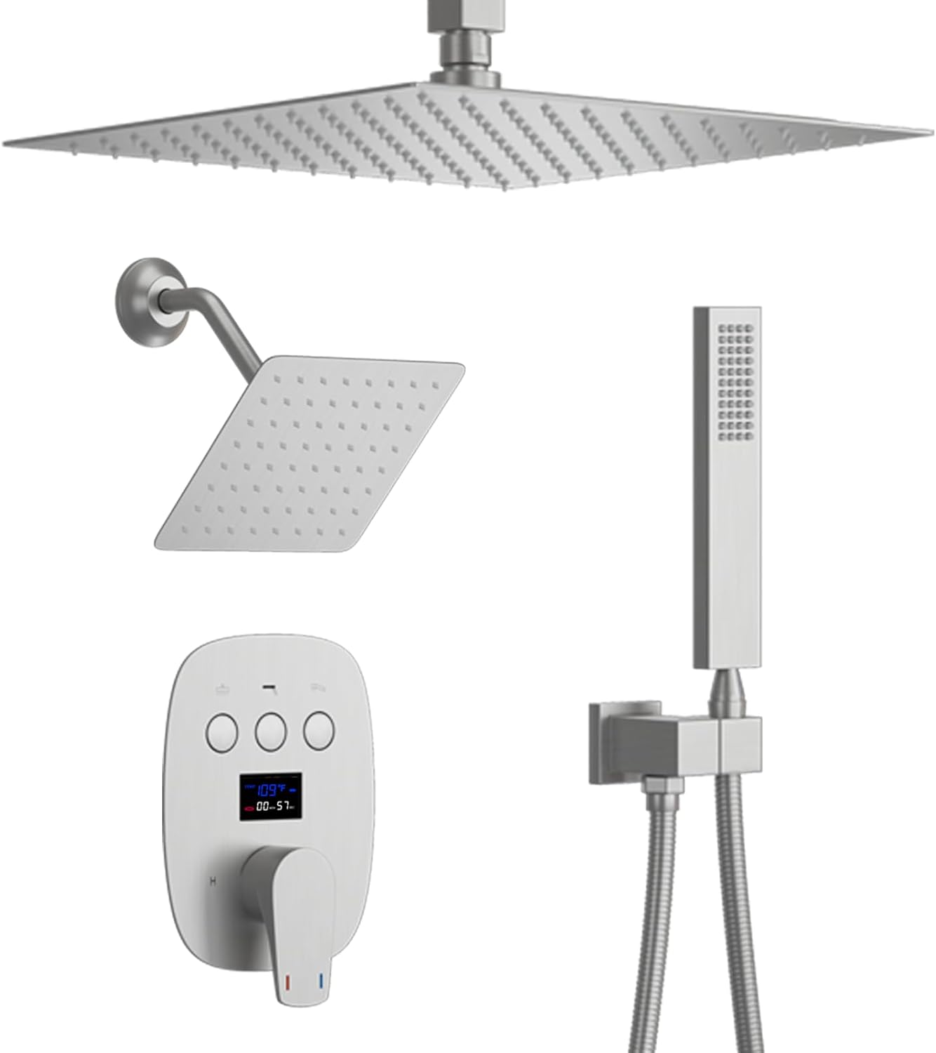 KATAIS Brushed Nickel Shower Trim System with Digital Display