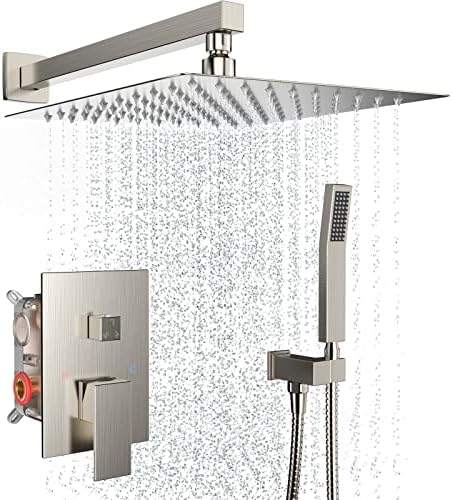 Dlvsoby 10 Inch Rain Shower Wall Mount System with Handheld Spray
