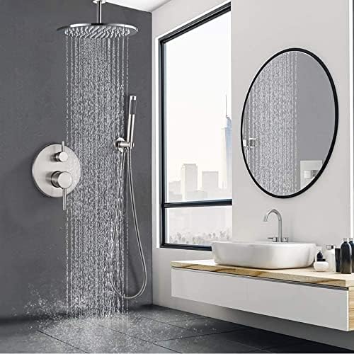 Shower Fixtures System with Rain Shower Head and 3-Setting Handheld