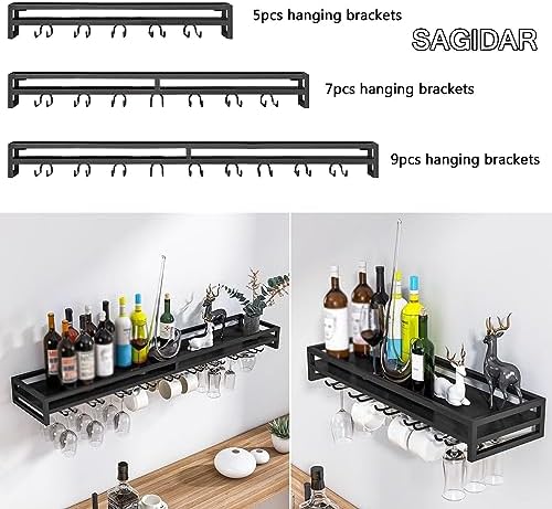 SDdPulse Wall Mount Floating Wine Rack - 6080100cm BlackWhiteGold