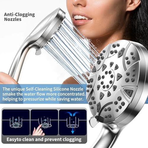 VKZK High Pressure 8 Mode Handheld Shower Head with Stainless Steel Hose