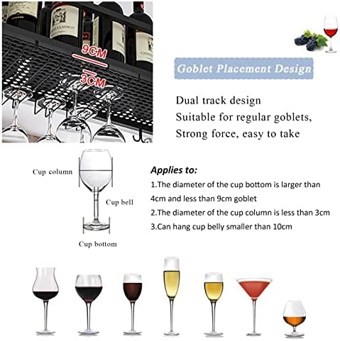ZJDYDY Wall-Mounted Wine Rack with Glass Holder Adjustable Height