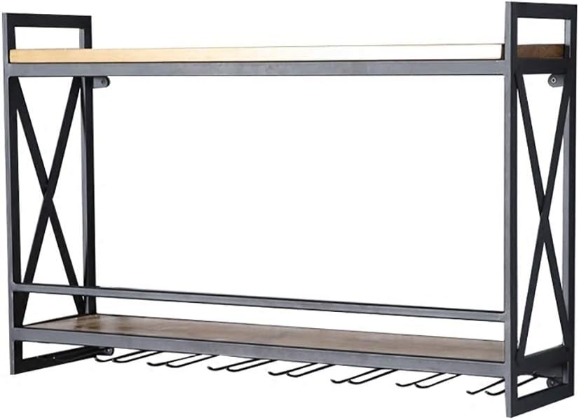 Solid Wood Iron Wall-Mounted Wine Rack