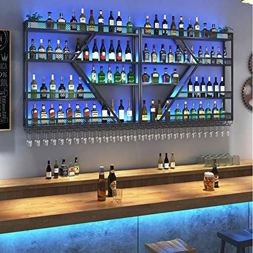 LED Wall Mounted Wine Rack with Glass Hangers 1