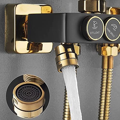 Thermostatic Shower System Black Gold with Handheld and Bidet Sprayer
