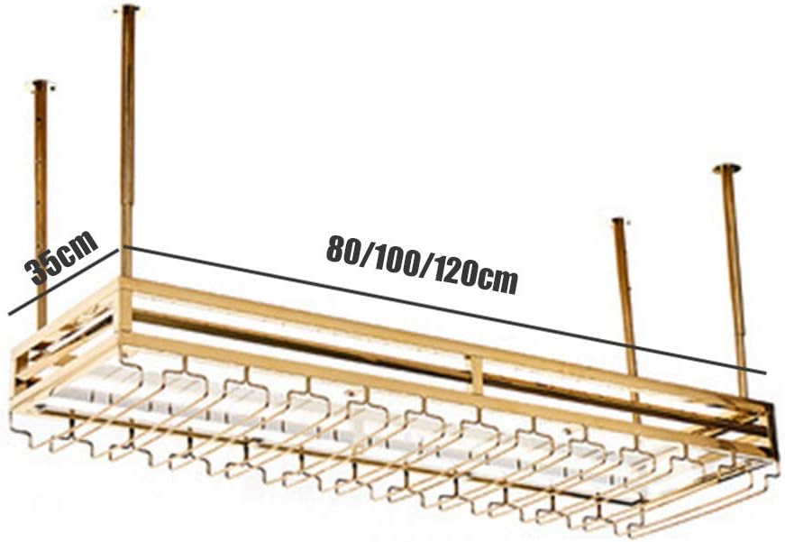 Wall-Mounted Wine Rack with Adjustable Hooks and Red Gold Finish
